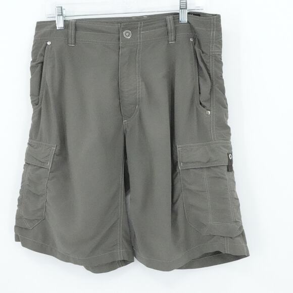 Kuhl Cargo Shorts Mens 32 Gray Quick Dry Hiking Outdoor Stretch Utility Pockets - Picture 5 of 15